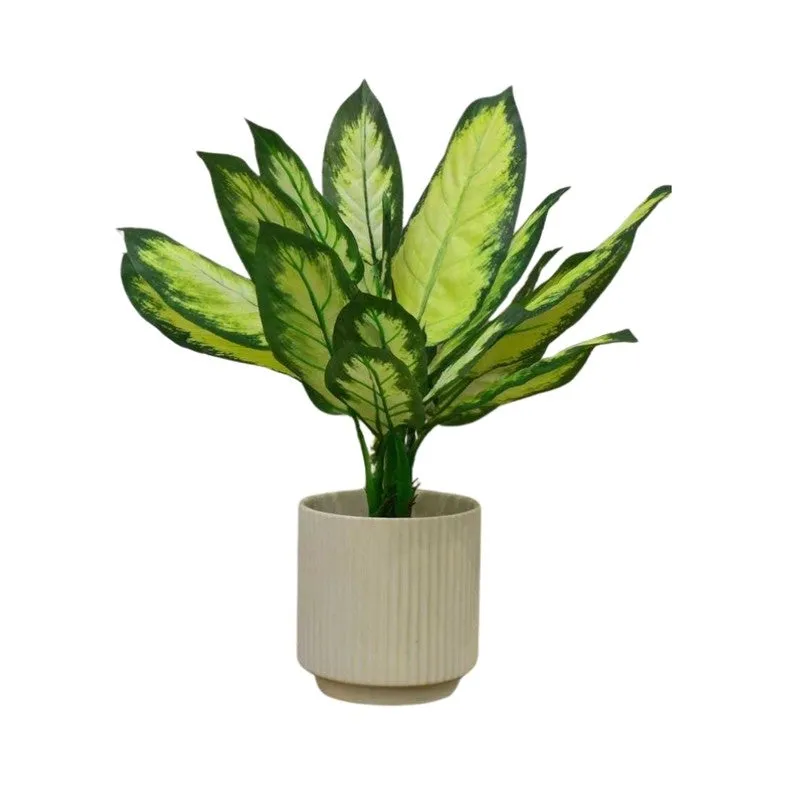 Faux Dracaena Artificial Plant With Black Fiber Pot - 1.7 Feet media 4