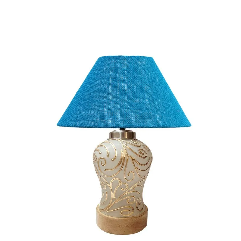 Lumithra Cotton & Wood Table Lamp - Blue media 3