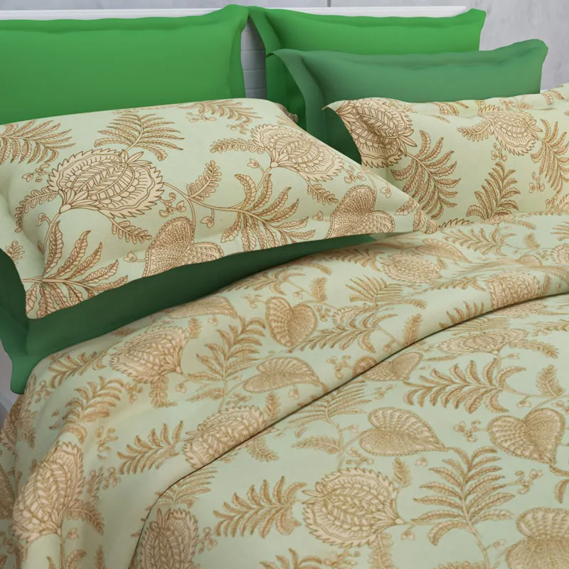 Fern Dreams Cotton Bedsheet (Light Yellow) - 144 TC media 10