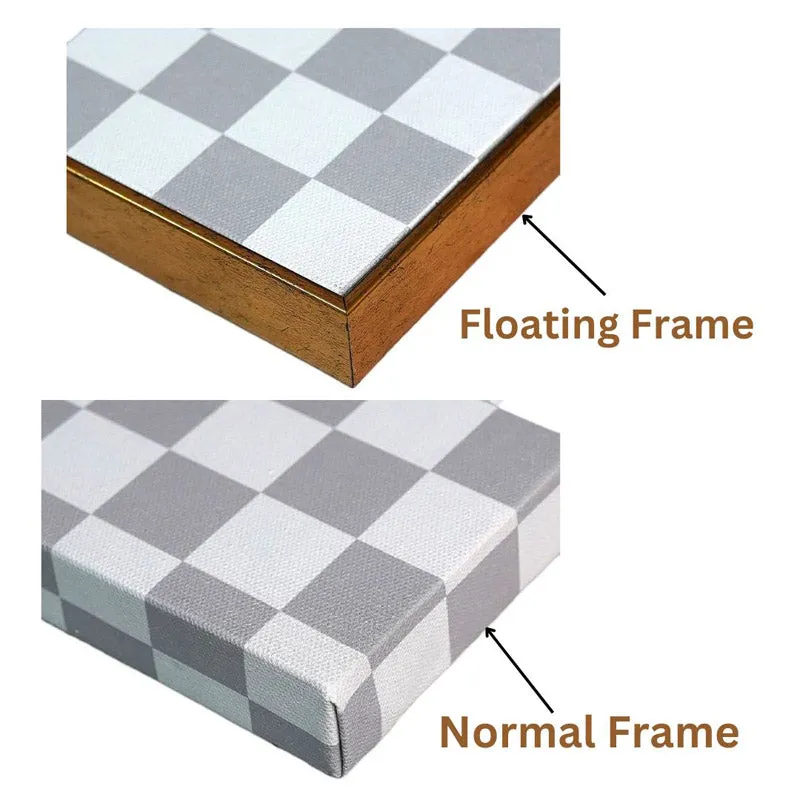 Close-up comparison of two framed canvas corner styles