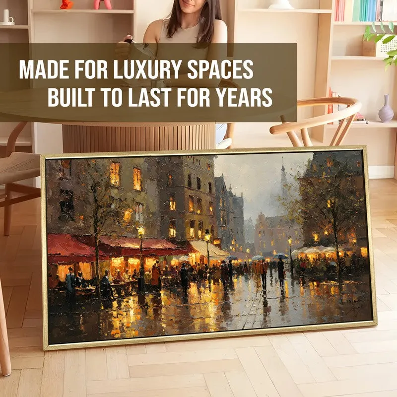Golden Drizzle Canvas Wall Painting With Frame media 5