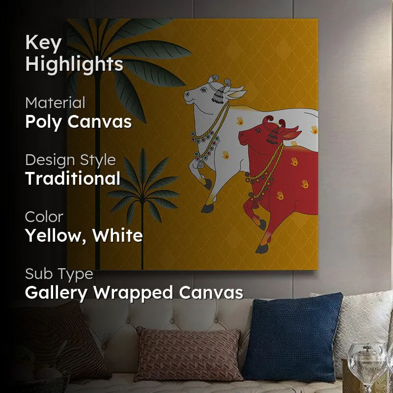 Cow Pichwai Poly Canvas Wall Painting media 2