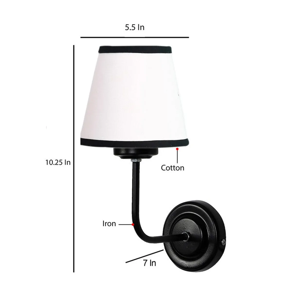The Ebony Arc Monochrome Trim Cotton Wall Lamp - 10