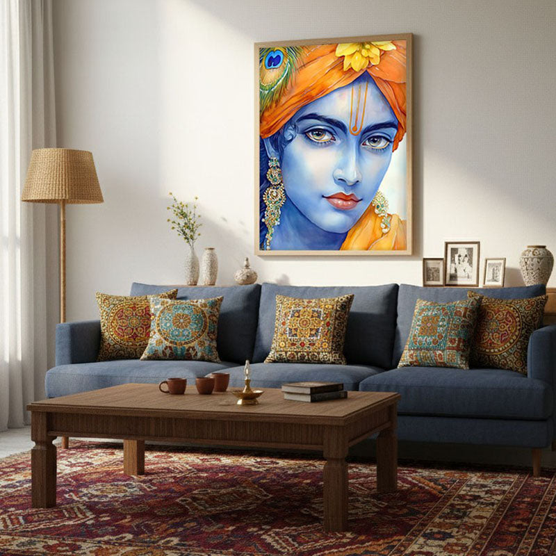 Divine Achyutha Spiritual Archival Paper Wall Painting - Natural Brown Frame media 4