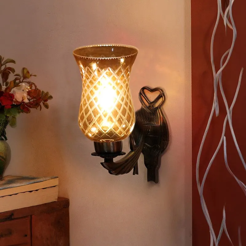 Honey Glow Heart Amber Glass Wall Lamp media 3