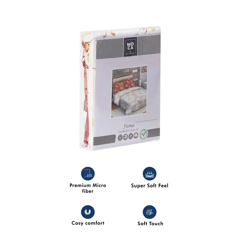 Monte Carlo Floraline Cotton Bedsheet (White,Red) - 104 TC media 11
