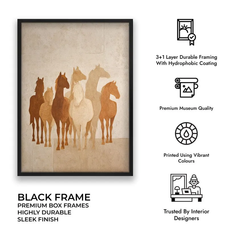 Desert Horse Silhouettes Wall Painting With Black Frame media 10