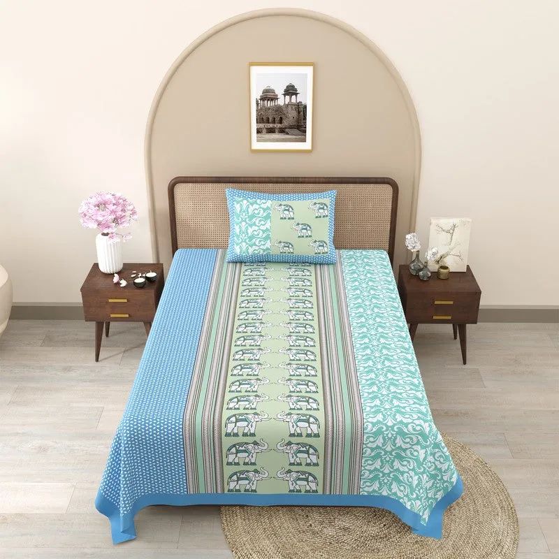 EliteDream Cotton Bedsheet (Blue) - 180 TC media 3