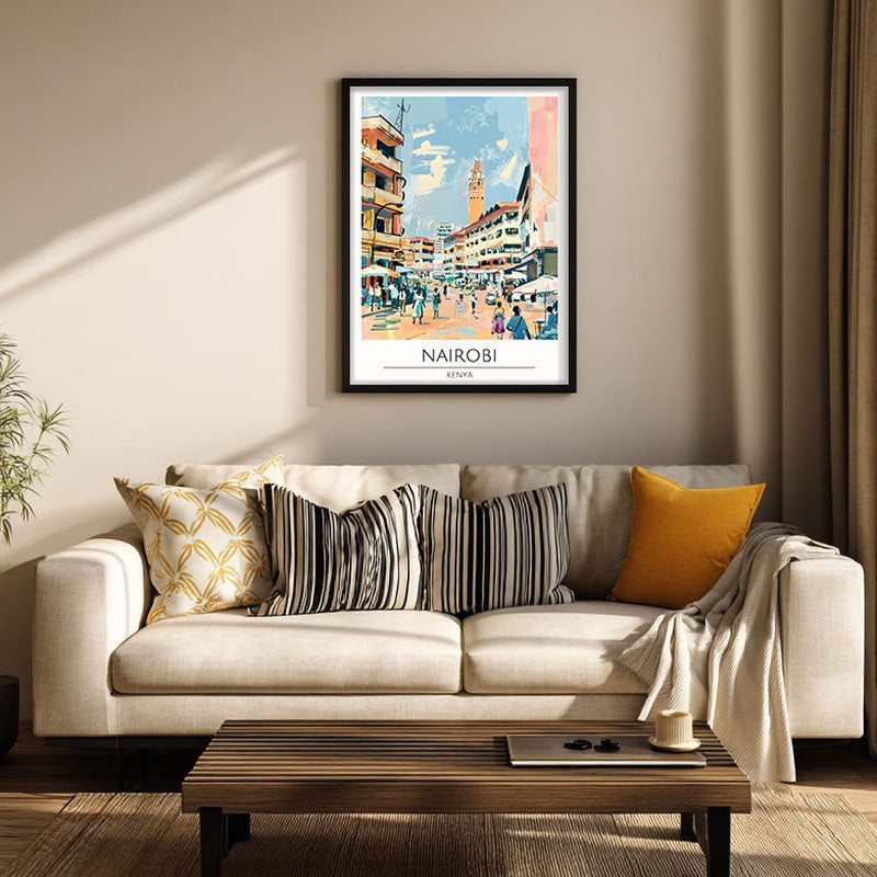 Vintage Nairobi Framed Canvas Wall Painting