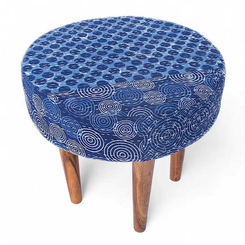 Ovaro Sheesham Wooden Stools (Blue) - Set Of Two media 3