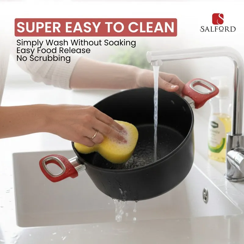 Salford Forged Non Stick Casserole with Glass Lid (Black) - 4400 mL media 7