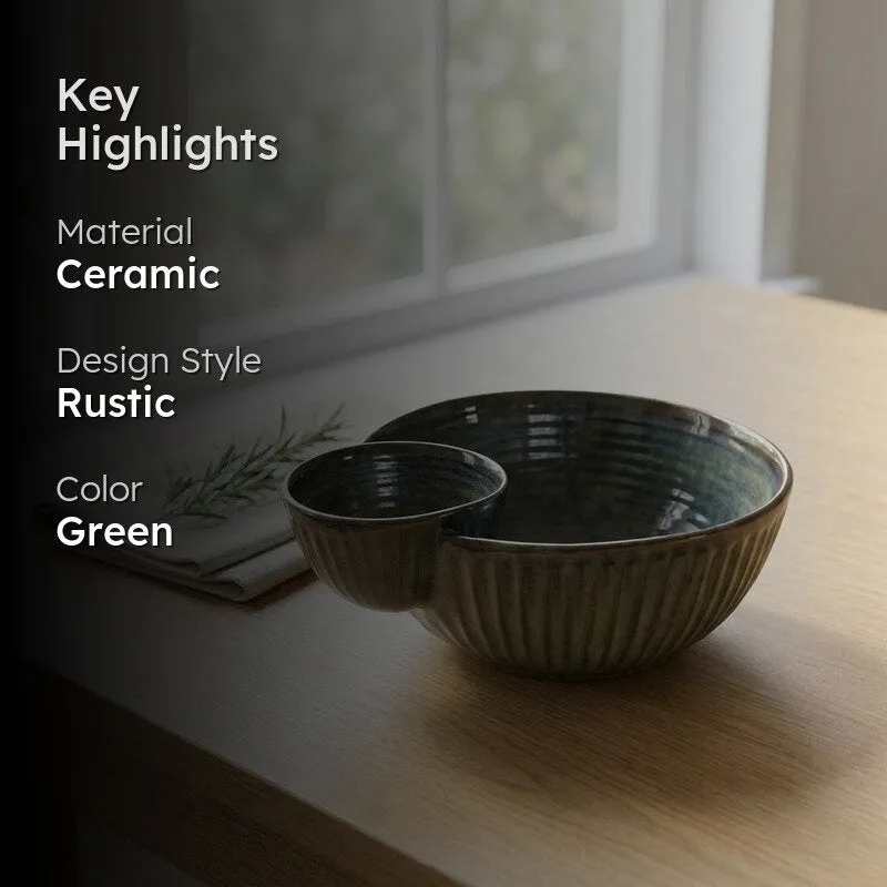 Olive Single Dip Ceramic Serving Bowl media 2