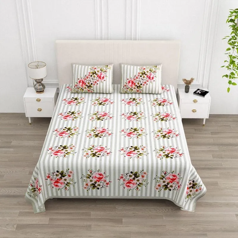 Oliver Floral Cotton Bedsheet (Cream) - 180 TC media 1