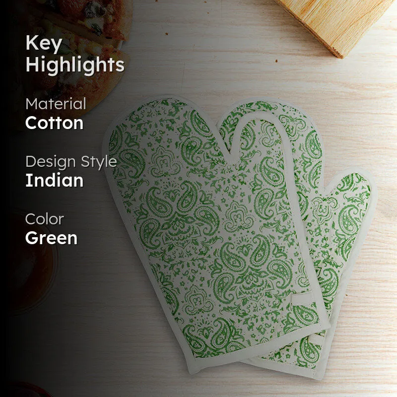 Swayam Tapsi Kitchen Gloves (Green) - Set Of Two media 2