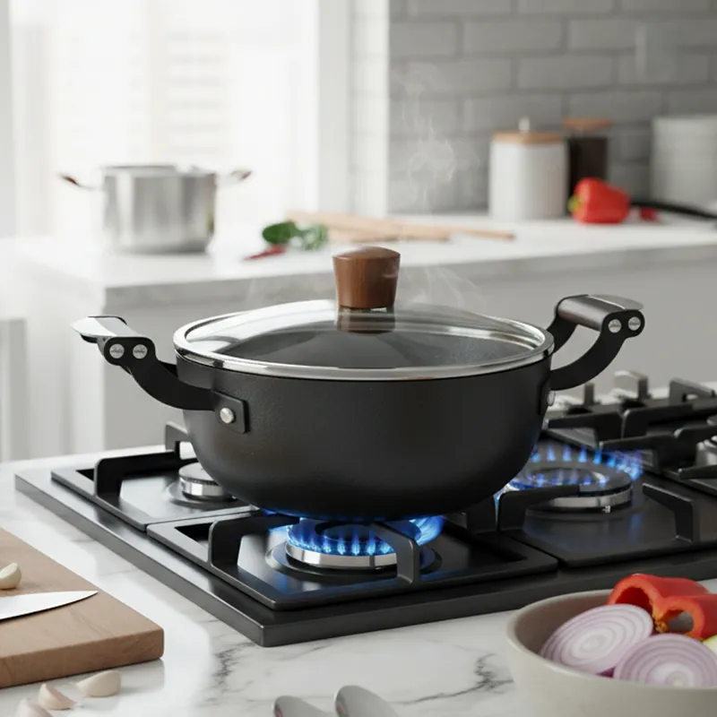 Bergner Ferrocasa Induction Safe Cast Iron Cooking Pot With Glass Lid - 2000 mL/20 cm media 1