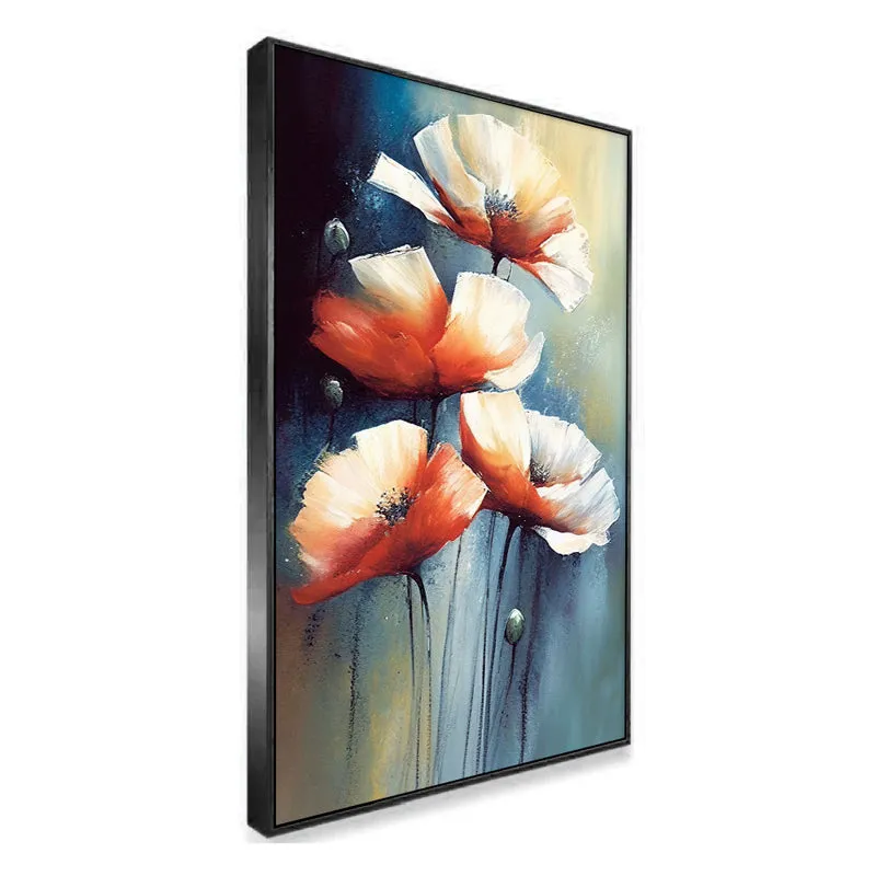 Splash Of Autumn Petals Floral Canvas Wall Painting With Frame - Black media 4