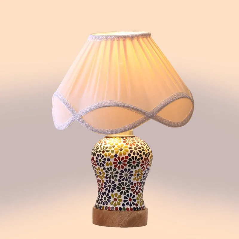 Glowara Pleated Wooden Table Lamp - Multicolor media 6