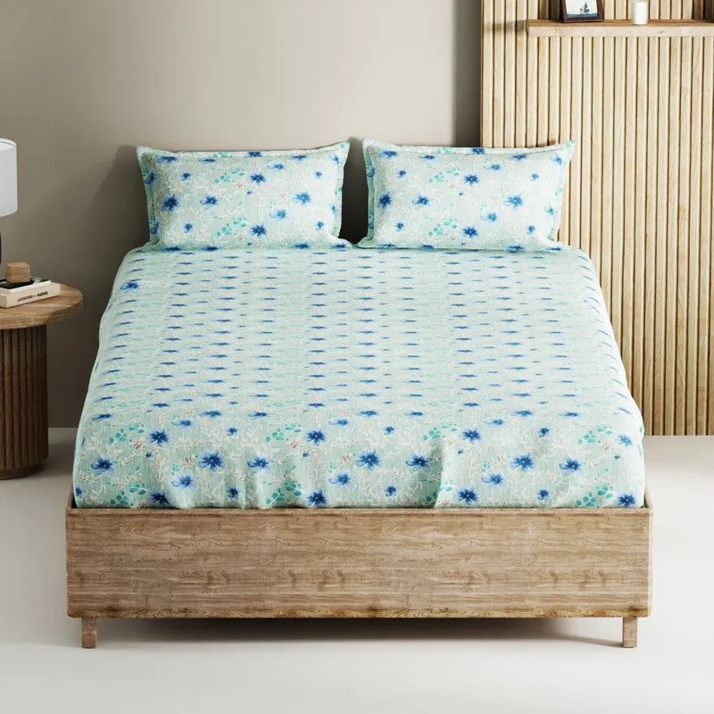 Nyric Cotton Bedsheet (Blue) - 144 TC media 3
