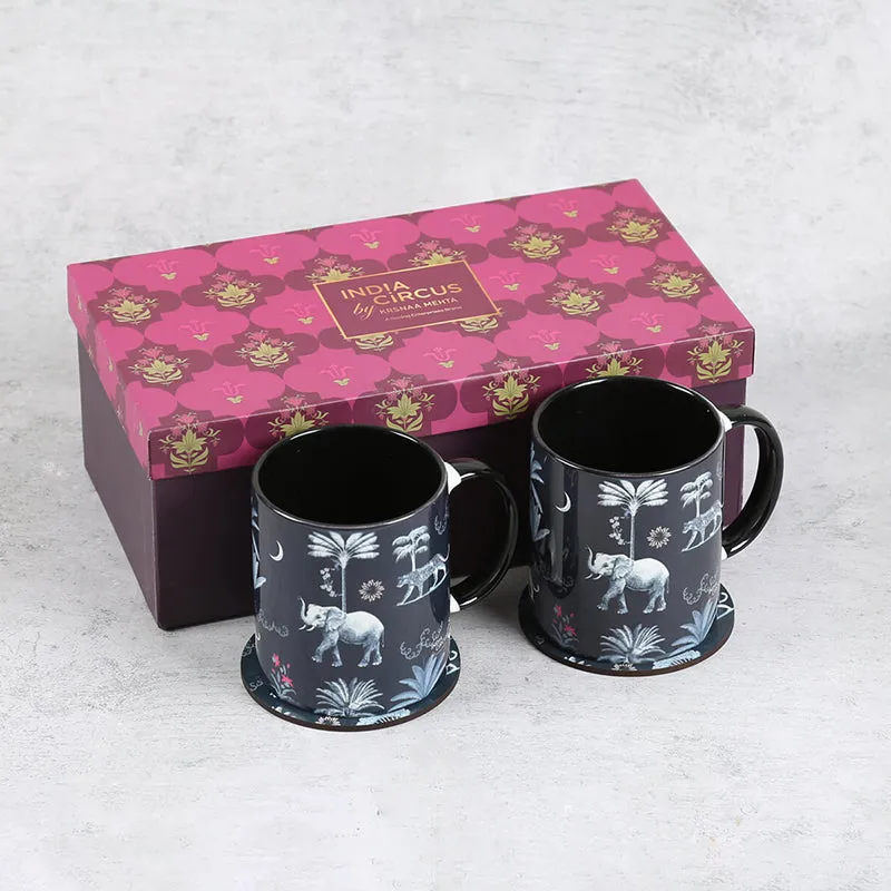 India Circus Fauna Ceramic Mug With Coaster (325 mL Each) - Four Piece Set media 4