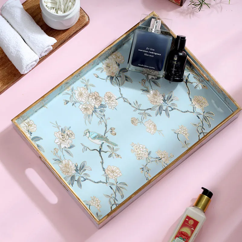 Ketaki Enamel Coated Serving Tray - Aqua Blue media 1