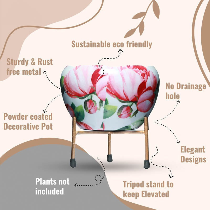 Lotus Bloom Handcrafted Planter With Stand - Four Piece Set media 4