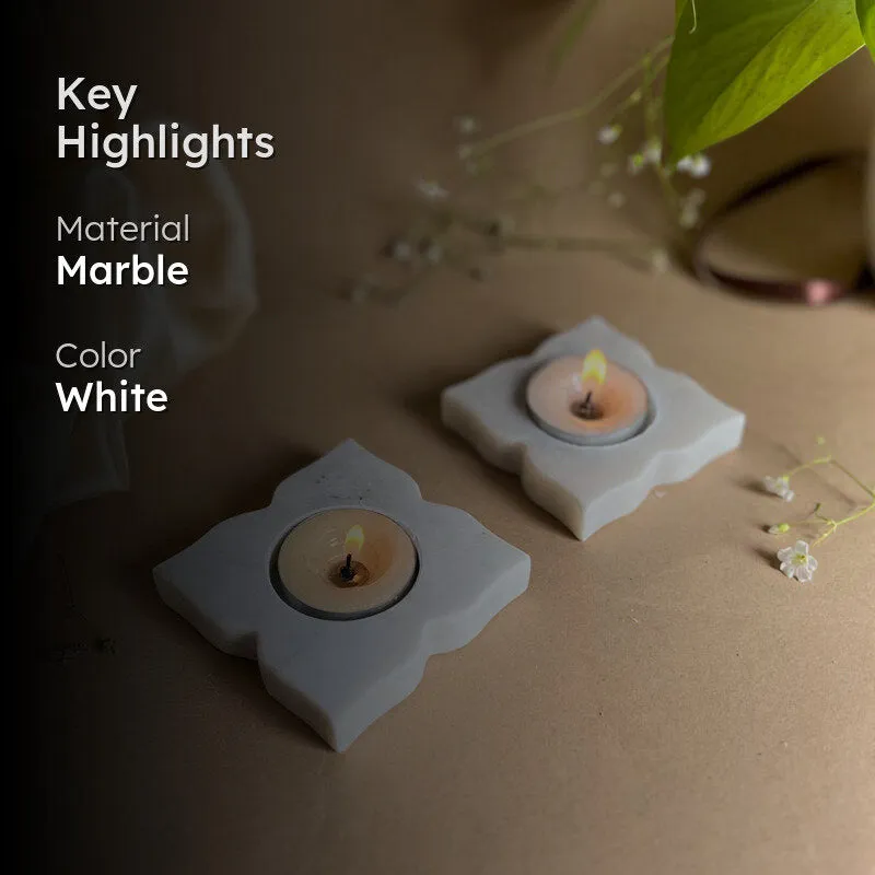 Eudora Flora Handcrafted Marble Tealight Candle Holder - Set Of Two media 2