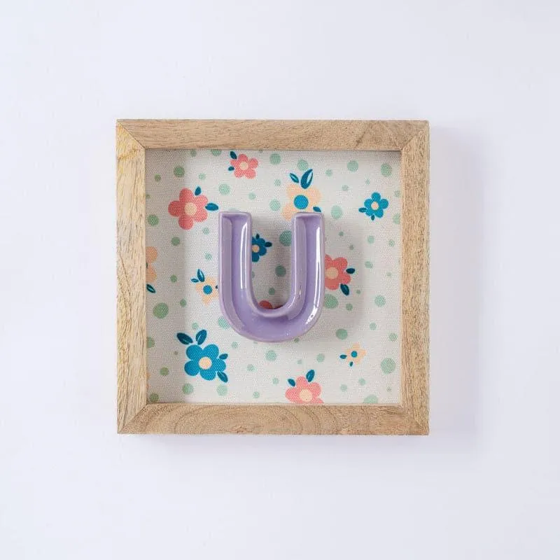 (U) Mini Mottled Mono Ceramic & Wooden Wall Accent - Purple media 3