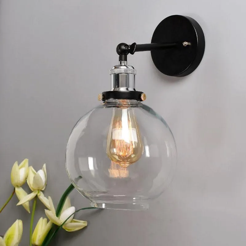 Tiagro Globe Moon Glass & Metal Wall Lamp - Nickel media 3