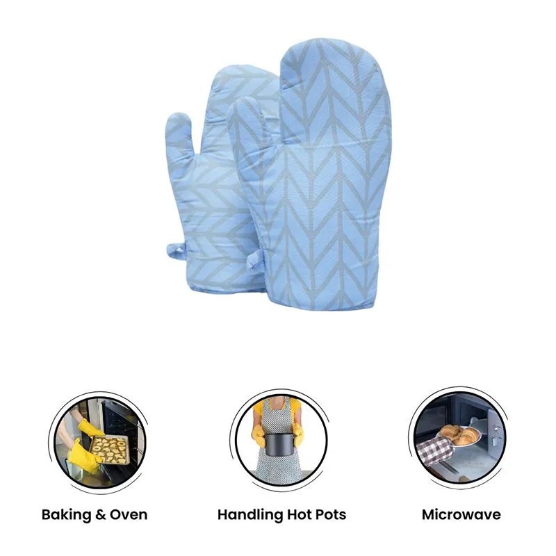 Swayam Chevron Row Kitchen Gloves (Blue) - Set Of Two media 6