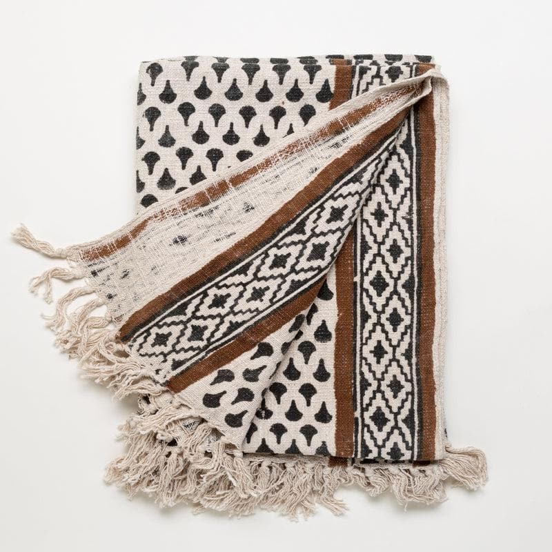 Amber Tiled Handblock Printed Throw media 4