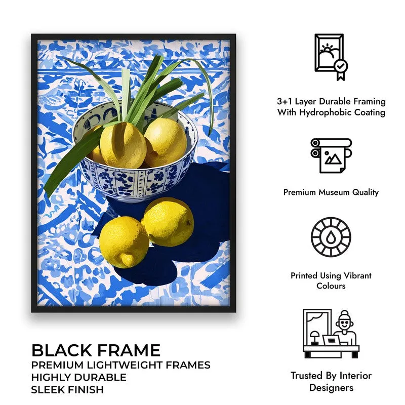 Citrus Bowl Canvas Wall Painting - Black Frame media 9
