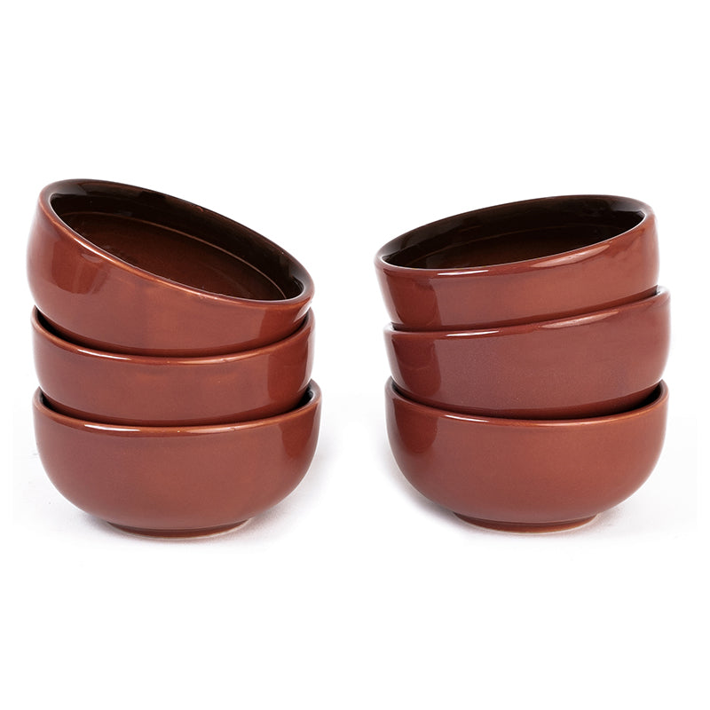 Caspian Porcelain Dip Bowl (Brown/160 mL) - Set Of Six media 3