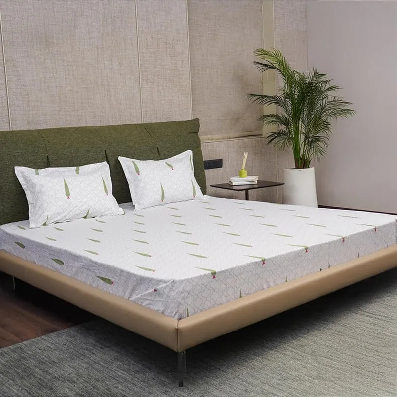 Urban Space Palm Fir Cotton Bedsheet - 200 TC media 1