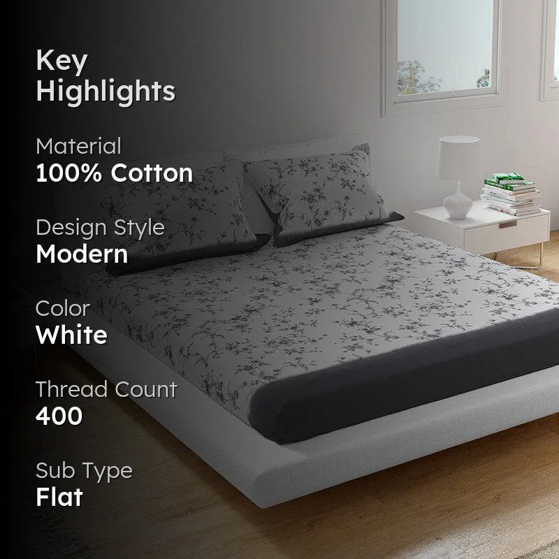 Bliss Percale Floral Cotton Bedsheet - 400 TC media 2