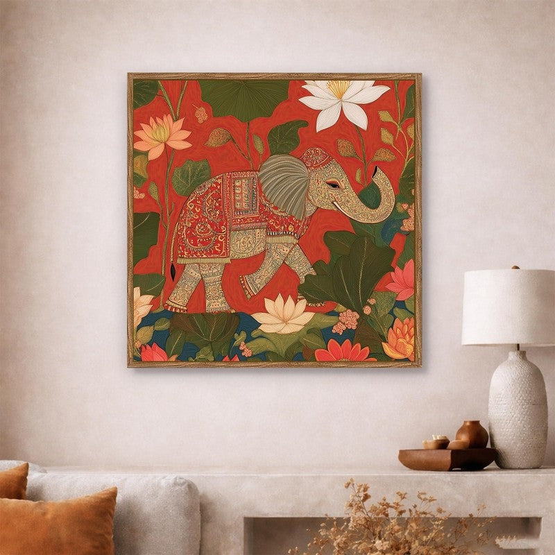 Cultural Gajraj Canvas Wall Art With Frame media 3