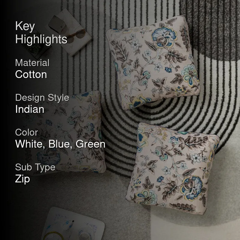 Petal Gardenia Cotton Cushion Covers - Set Of Three media 2