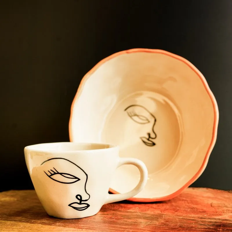 FaceLine Ceramic Tea Cup - Two Piece Set media 1