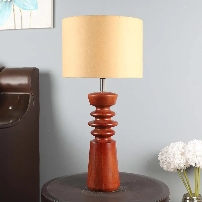 Vellume Wooden Table Lamp - Brown,Beige media 4