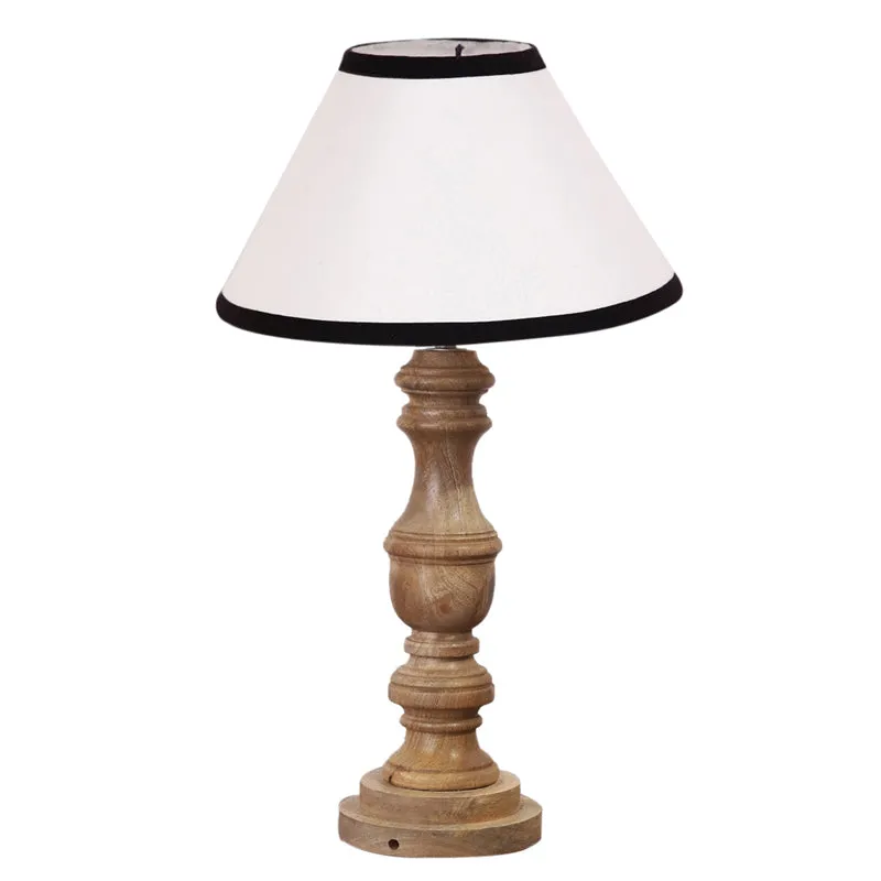 Cotin II Stripe Carve Wooden Table Lamp - White,Brown media 6