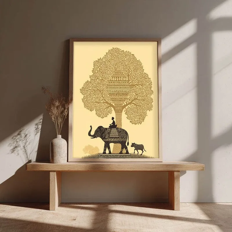 Kalpana Canvas Wall Painting With Brown Frame media 4