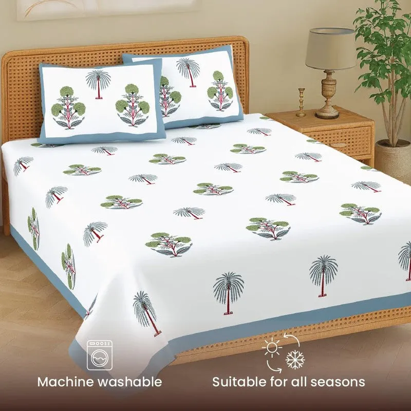 Urban Space Tropical Bloom Cotton Bedsheet (Blue) - 200 TC media 5