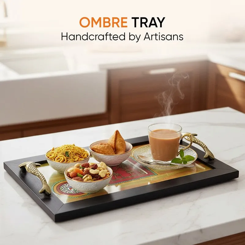 Hunter Green Dhokra Serving Tray media 5