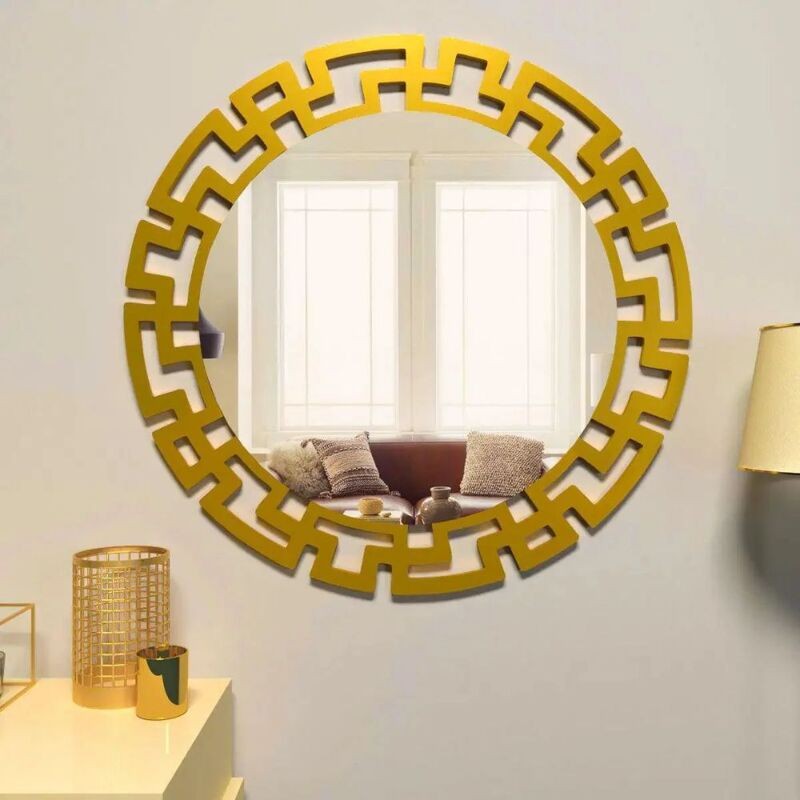 Greek Key Reflection Decorative Wall Mirror - Gold media 2