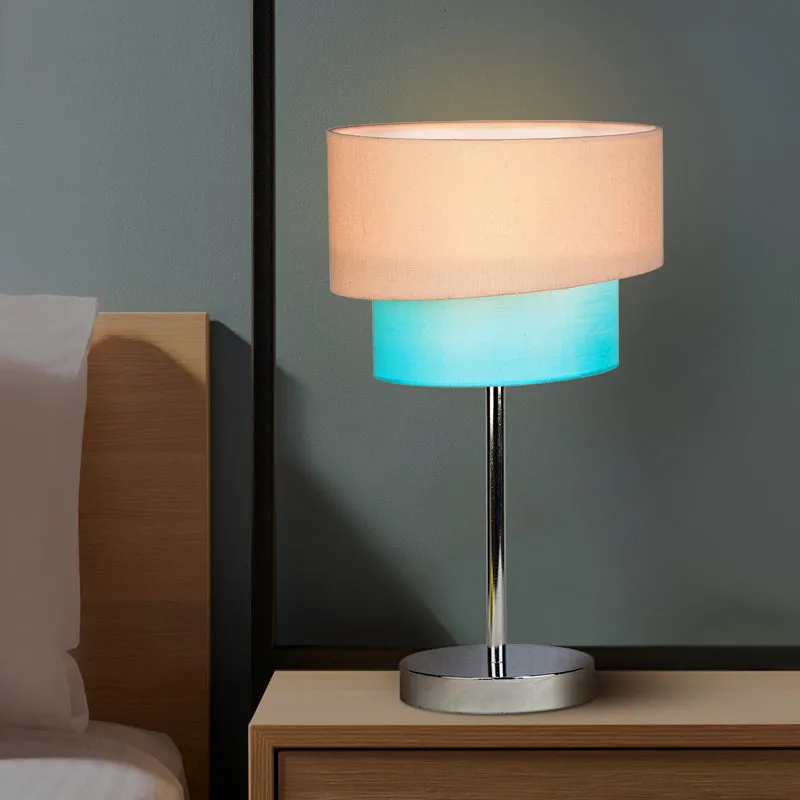 Stellar Lady Metal LED Fabric Table Lamp - Peach,Blue media 1