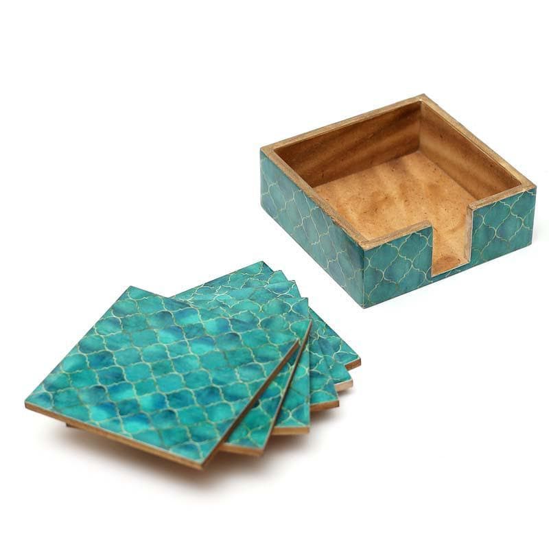Ombre Checkered Coasters - Aqua - Set Of Four media 3