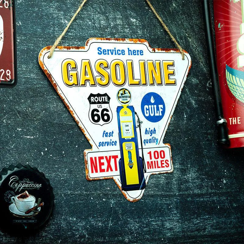 Gasoline Route 66 Retro Metal Wall Accent media 1