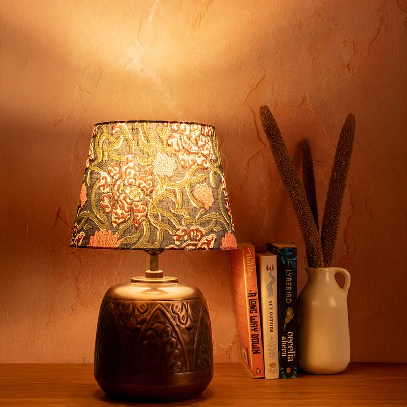 Cuppra Fleur Metal Base Cotton Table Lamp - Multicolor media 1