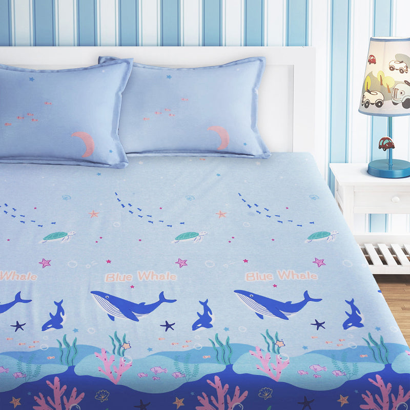 Whale Dreams Kids Cotton Bedsheet - 210 TC media 4