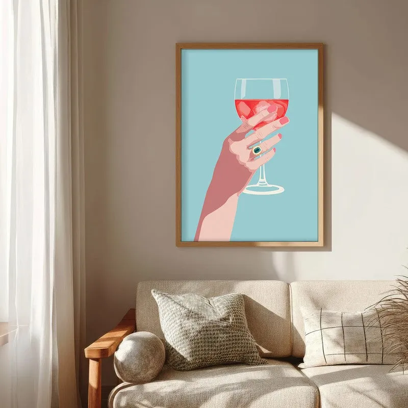 Roselle Elegant Wine Glass Illustration Canvas Wall Painting With Brown Frame media 7