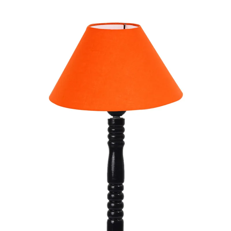 Glow Mesa Table Lamp With Carved Wooden Base - Orange,Black media 6
